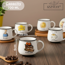 Elegant Emogy Printed White  Tea Cup Set of 6 (200ml Each)