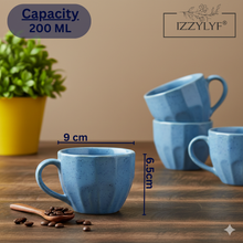 Diamond-Cut Cappuccino Coffee Cup Set of 6 (250ml Each)