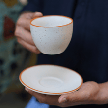 Cream White Cappuccino Large Coffee Cups with Saucer 250ml Each (Set of 6)