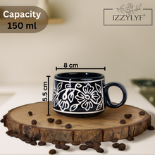 Crafted Black Mughal' Ceramic Kettle Tea Set – 1 Kettle & 6 Cups