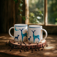 Printed Blue Deer Coffee Mug Set of 2 (300ml Each)