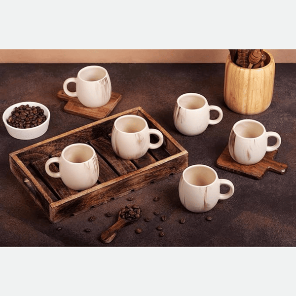 Italian Beige Tea Cup Set of 6 (180ml Each)