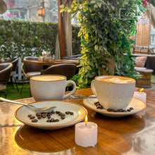 Cream White Cappuccino Large Coffee Cups with Saucer 250ml Each (Set of 6)