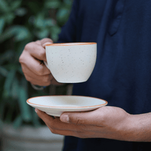 Cream White Cappuccino Large Coffee Cups with Saucer 250ml Each (Set of 6)