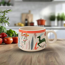 Green Printed Deer Ceramic Tea Cups Set of 6 (150ml Each)