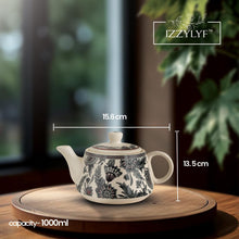 Printed Mat Finish Garden Bliss Tea & Kettle Set - 6 Tea Cups, 1 Kettle