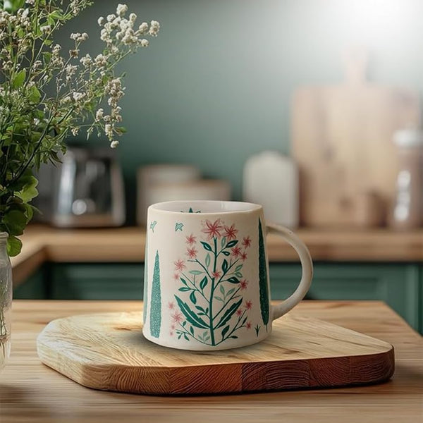 Printed Peacock Coffee Mug Set of 2 (300ml Each)