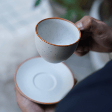 Cream White Cappuccino Large Coffee Cups with Saucer 250ml Each (Set of 6)