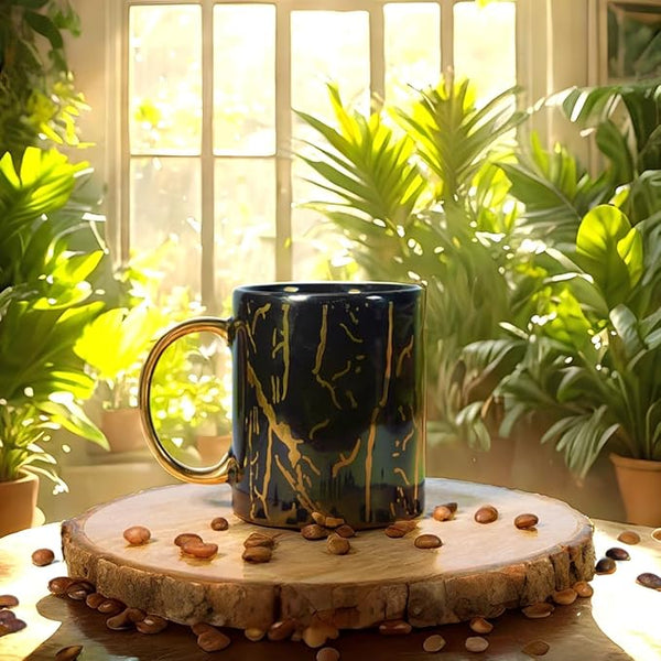 Black Golden Pipe Coffee Mug Set (370ml Each)