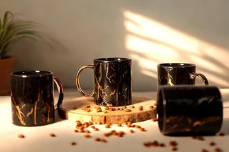 Black Golden Pipe Coffee Mug Set (370ml Each)