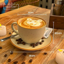 Cream White Cappuccino Large Coffee Cups with Saucer 250ml Each (Set of 6)