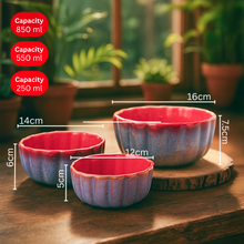 Sunset Mirage Blue Ceramic Bowl Set - Set of 3