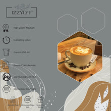 Cream White Cappuccino Large Coffee Cups with Saucer 250ml Each (Set of 6)