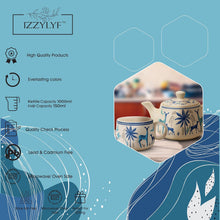 Blue Printed Deer Ceramic Tea Cups Set of 6 (150ml Each)