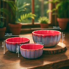 Sunset Mirage Blue Ceramic Bowl Set - Set of 3