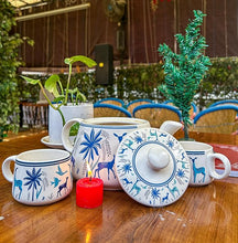 Blue Printed Deer Ceramic Tea Cups Set of 6 (150ml Each)