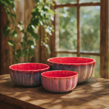 Sunset Mirage Blue Ceramic Bowl Set - Set of 3