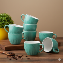 Diamond-Cut Cappuccino Coffee Cup Set of 6 (250ml Each)