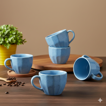 Diamond-Cut Cappuccino Coffee Cup Set of 6 (250ml Each)