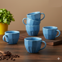 Diamond-Cut Cappuccino Coffee Cup Set of 6 (250ml Each)