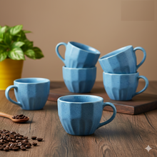 Diamond-Cut Cappuccino Coffee Cup Set of 6 (250ml Each)
