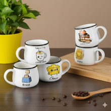 Elegant Emogy Printed White  Tea Cup Set of 6 (200ml Each)