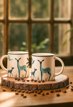 Printed Blue Deer Coffee Mug Set of 2 (300ml Each)
