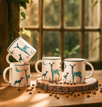 Printed Blue Deer Coffee Mug Set of 2 (300ml Each)
