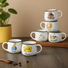 Elegant Emogy Printed White  Tea Cup Set of 6 (200ml Each)