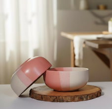 IZZYLYF Tritone Matte Finish Ceramic Bowl (500ml Each)