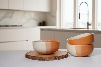 IZZYLYF Tritone Matte Finish Ceramic Bowl (500ml Each)