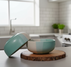 IZZYLYF Tritone Matte Finish Ceramic Bowl (500ml Each)