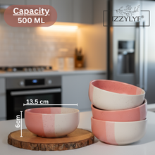IZZYLYF Tritone Matte Finish Ceramic Bowl (500ml Each)