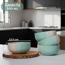 IZZYLYF Tritone Matte Finish Ceramic Bowl (500ml Each)